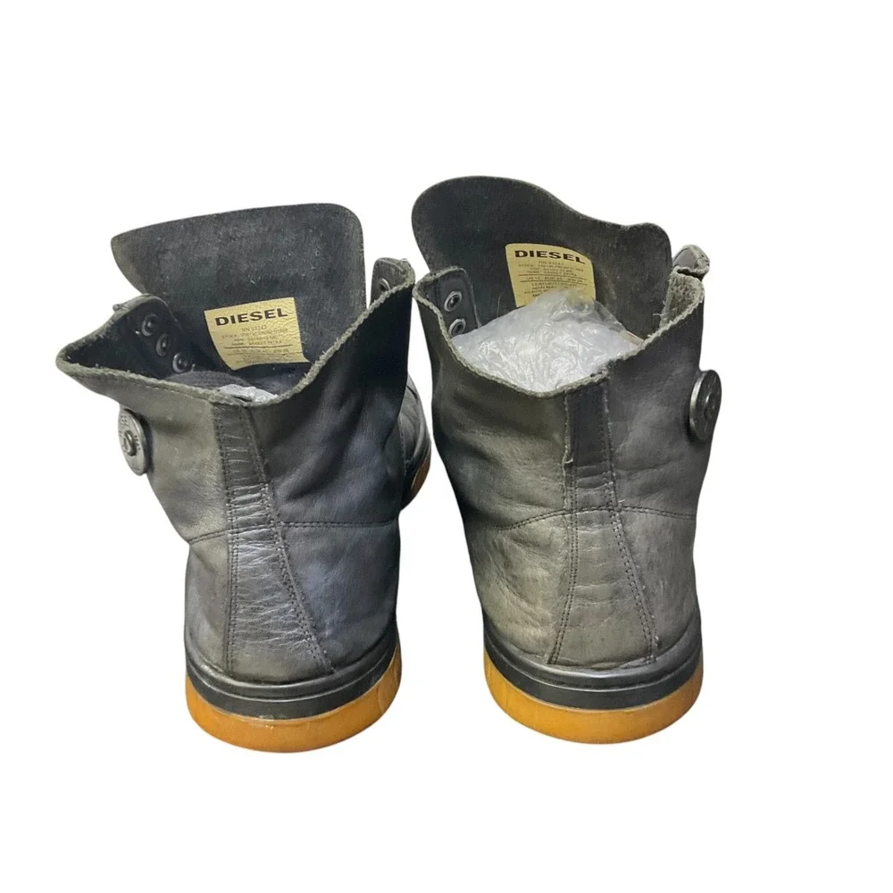 Diesel Basket Tatra Mens Black Leather High Top Sneakers Boots‎ US 10